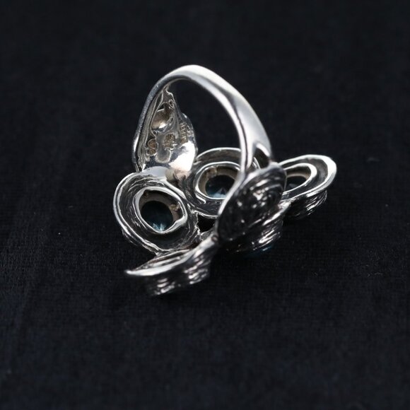 Designer Hagit Gorali ring size 7 1/2 925 Sterling Silver with blue topaz stones - Picture 9 of 12